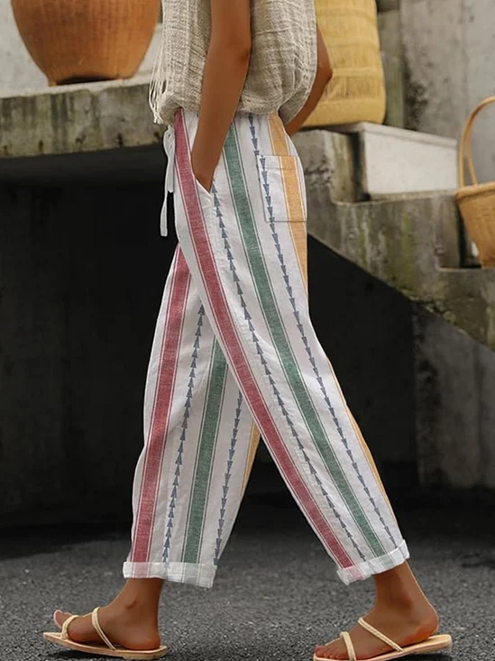 Damen Hose Haremshosen Täglich Ausgehen Lässig Baumwolle Gestreift Frühling/Herbst Hose