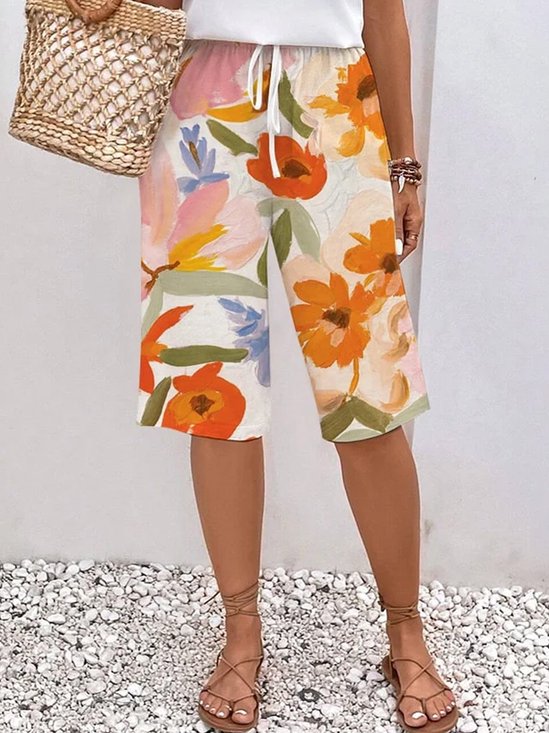 Damen Hose Gerade Hosen Täglich Ausgehen Lässig Geblümt Sommer Hose