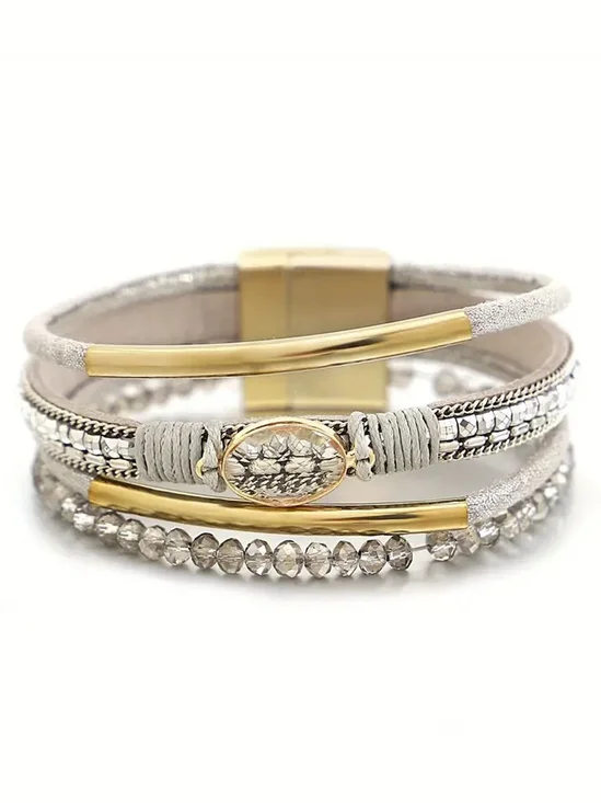 Bohemien Gewebe Leder Kristall Armband