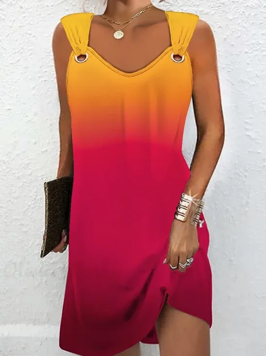 Damen Ärmellos Sommer Batik Kleid Spaghettiträger Täglich Ausgehen Lässig Mini H-Linie Multifarben