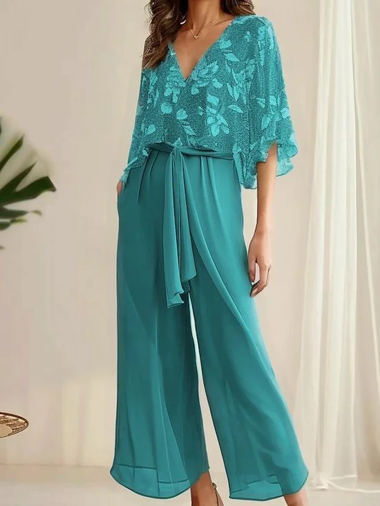 Damen Geblümt Sommer Elegante Weit Schnürung Zweiteiliges Sets Urlaub