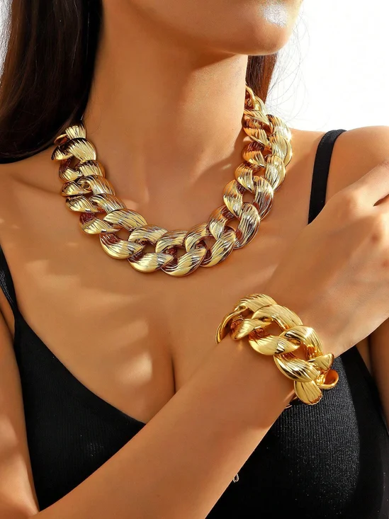 2 Stück/Set übertrieben Kette Schmuck Set