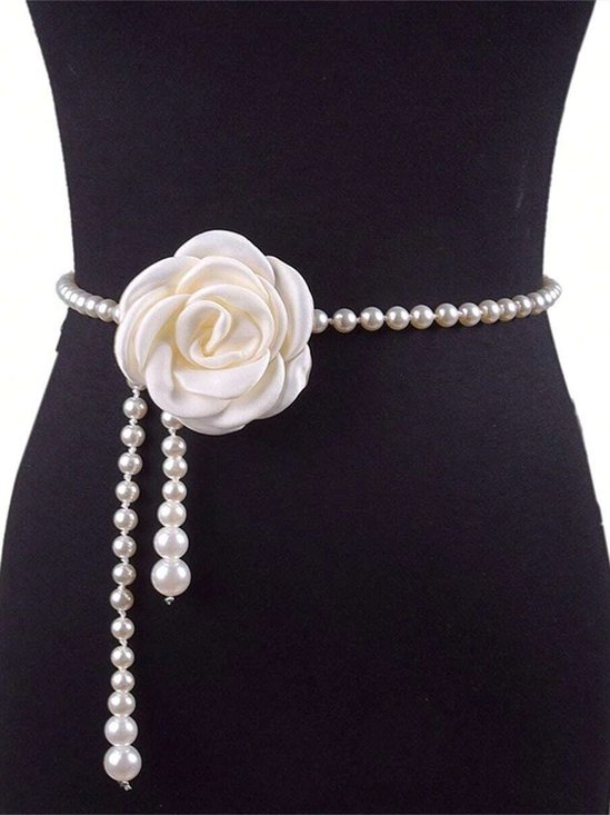 Elegant Kamelie Blume Taille Kette Faux Perlen Halskette