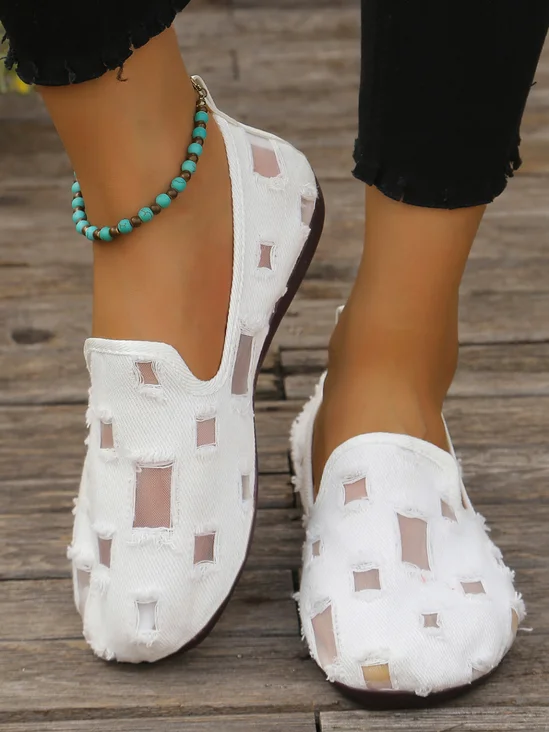 Alle Jahreszeiten Unifarben Segeltuch Lässig Flache Schuhe