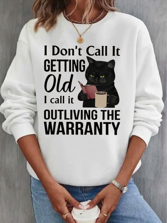 Damen Rundhals Katze Lässig Frühling/Herbst Baumwolle Langarm Sweatshirt