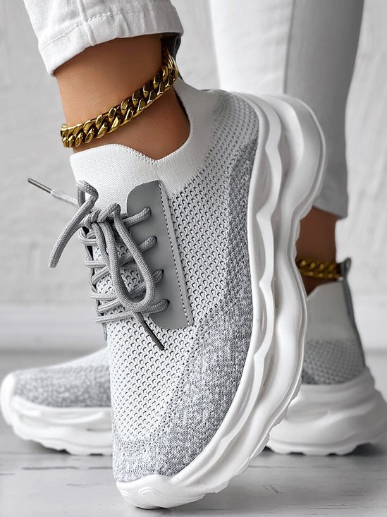 Lässig Unifarben Alle Jahreszeiten Flyknit Sneakers