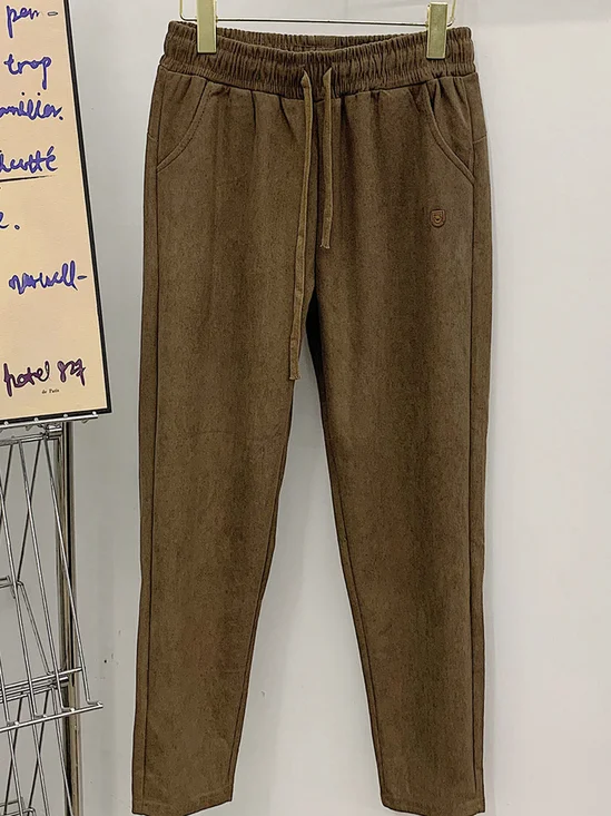 Damen Unifarben Knöchelhose Elastische Taille Hose Lässig Frühling/Herbst Hose