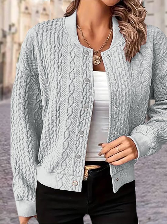 Damen Frühling/Herbst Oberbekleidung Lässig Reißverschluss Unifarben Langarm Jacke