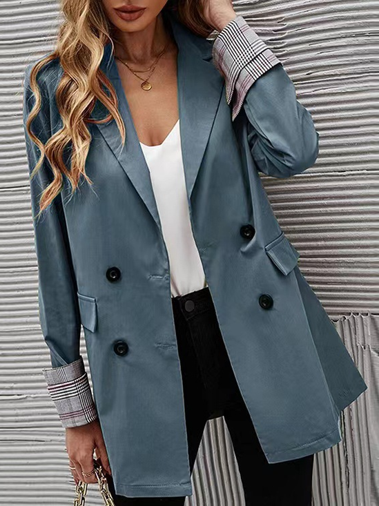 Damen Frühling/Herbst Oberbekleidung Lässig Unifarben Langarm Regelmäßig Blazer