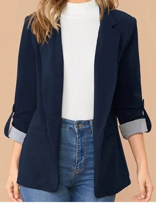 Damen Frühling/Herbst Oberbekleidung Lässig Farbblock Langarm Regelmäßig Blazer