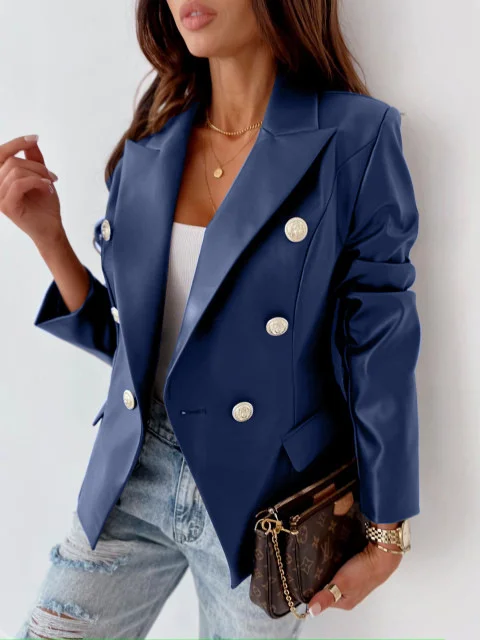 Damen Frühling/Herbst Oberbekleidung Lässig Unifarben Langarm Regelmäßig Blazer