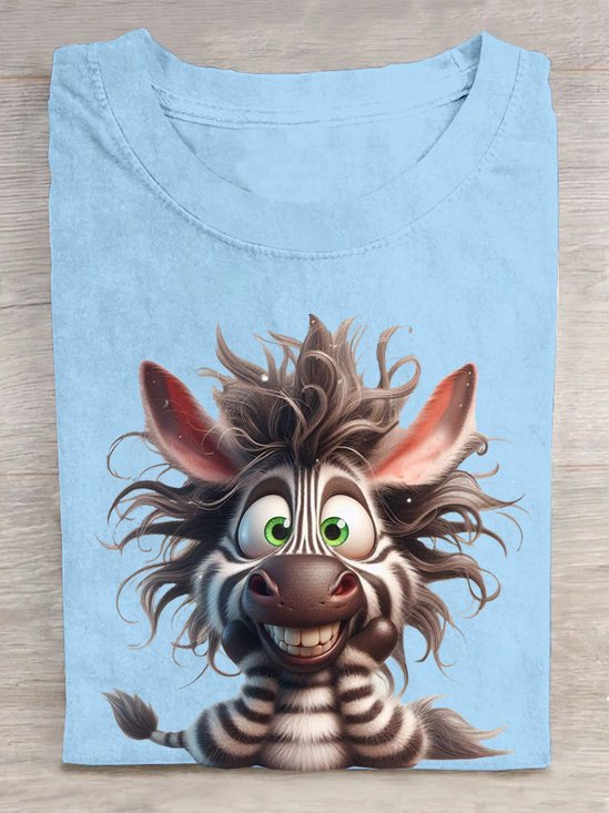 Damen Kurzarm T-Shirts T-Shirt Sommer Zebra Baumwolle Rundhals Täglich Ausgehen Lässig Oberteile