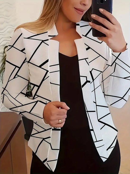 Damen Frühling/Herbst Oberbekleidung Urban Geometrisch Langarm Wickeln Regelmäßig Blazer