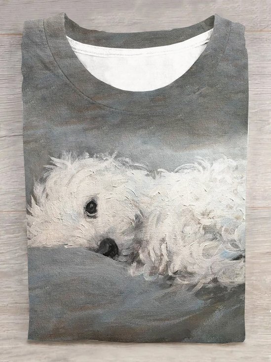 Damen Kurzarm T-Shirts T-Shirt Sommer Hund Jersey Rundhals Täglich Ausgehen Lässig Oberteile