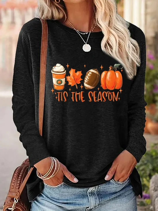 Damen Langarm Bluse Frühling/Herbst Halloween Jersey Rundhals Täglich Ausgehen Lässig Oberteile