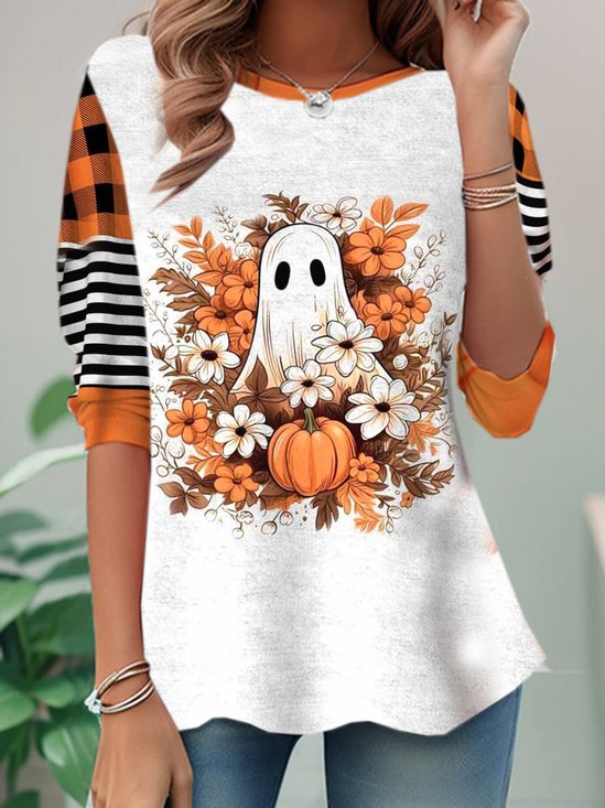 Damen Langarm T-Shirts T-Shirt Frühling/Herbst Halloween Jersey Rundhals Täglich Ausgehen Lässig Oberteile