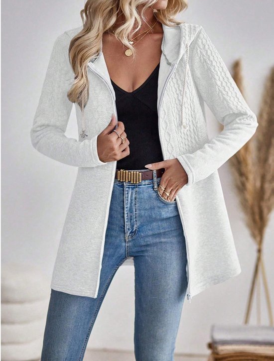 Damen Frühling/Herbst Oberbekleidung Lässig Reißverschluss Unifarben Langarm Kapuze Jacke