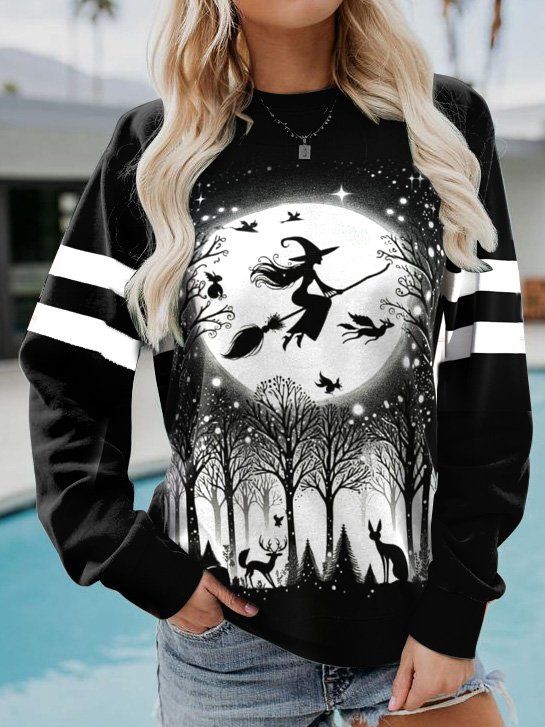 Damen Rundhals Halloween Lässig Frühling/Herbst Langarm Sweatshirt