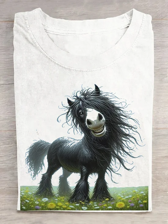 Damen Tier Kurzarm T-Shirts T-Shirt Rundhals Lässig Sommer Oberteile
