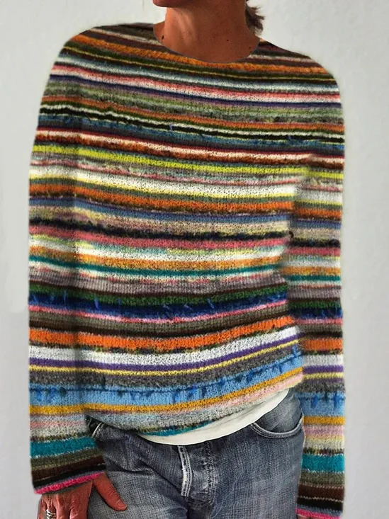 Damen Winter Ahornblatt Lässig Langarm Rundhals Strickpullover