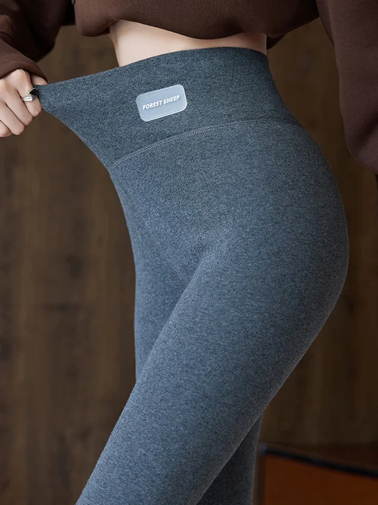 Damen Lässig Unifarben Frühling/Herbst Vlies Knöchelhose Leggings