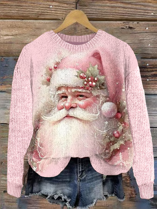 Damen Winter 3d Drucken Lässig Langarm Rundhals Strickpullover