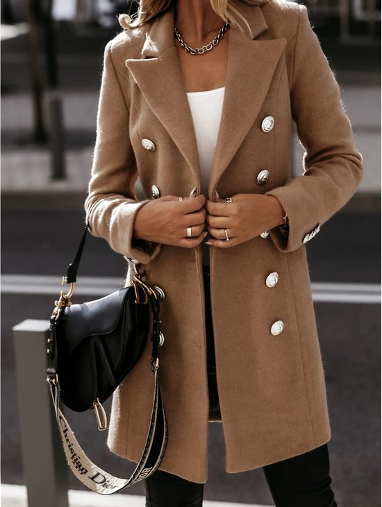 Damen Herbst Oberbekleidung Lässig Unifarben Langarm Schalkragen Jacke
