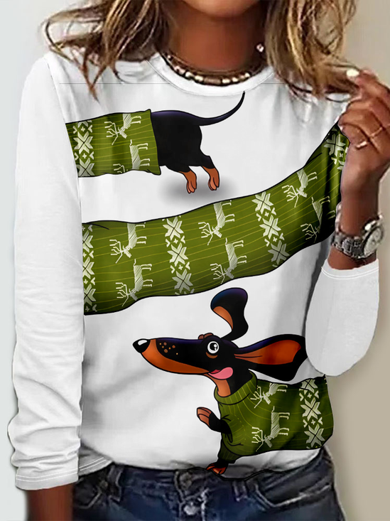 Damen Langarm T-Shirts T-Shirt Frühling/Herbst Ethnisch Jersey Rundhals Täglich Ausgehen Lässig Oberteile