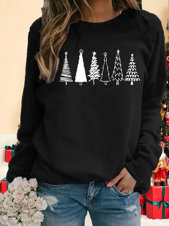 Damen Rundhals Weihnachten Lässig Frühling/Herbst Langarm Sweatshirt
