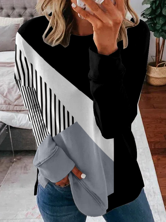 Damen Rundhals Abstrakt Reißverschluss Lässig Frühling/Herbst Langarm Sweatshirt