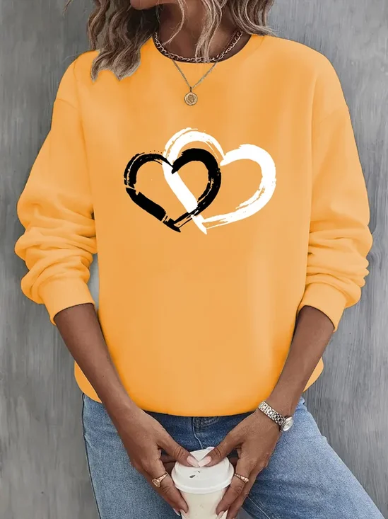 Damen Rundhals Herz/Herz Lässig Frühling/Herbst Langarm Sweatshirt