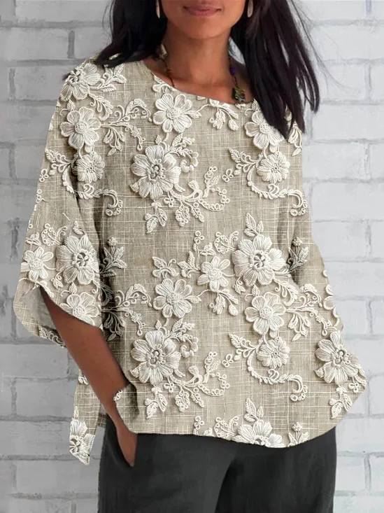 Damen Halbarm T-Shirts T-Shirt Sommer 3d Drucken Rundhals Täglich Ausgehen Retro Oberteile