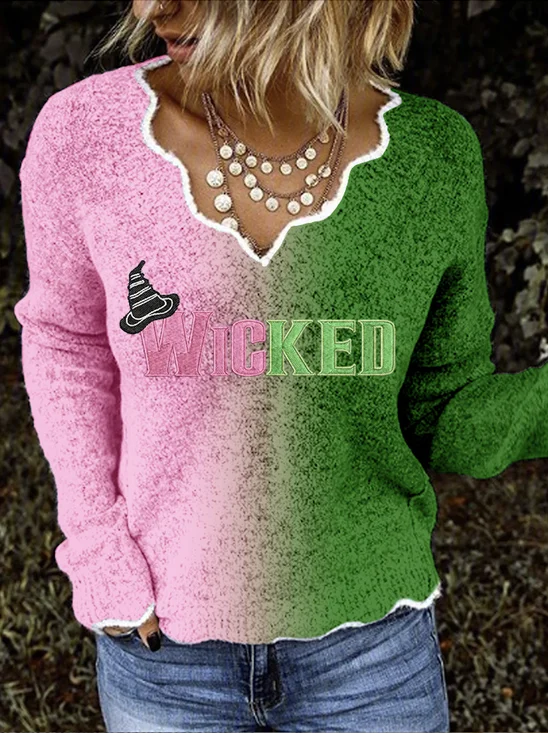 Damen Frühling/Herbst Geblümt Lässig Langarm V-Ausschnitt Strickpullover