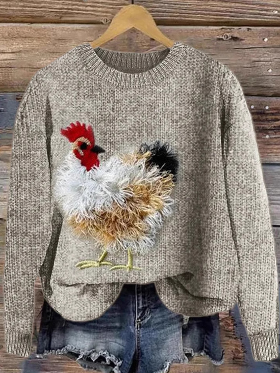 Damen Rundhals Tier Lässig Frühling/Herbst Langarm Sweatshirt