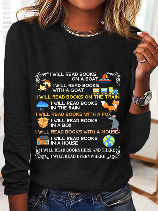 Damen Langarm Bluse Frühling/Herbst Textbriefe Rundhals Täglich Ausgehen Lässig Oberteile