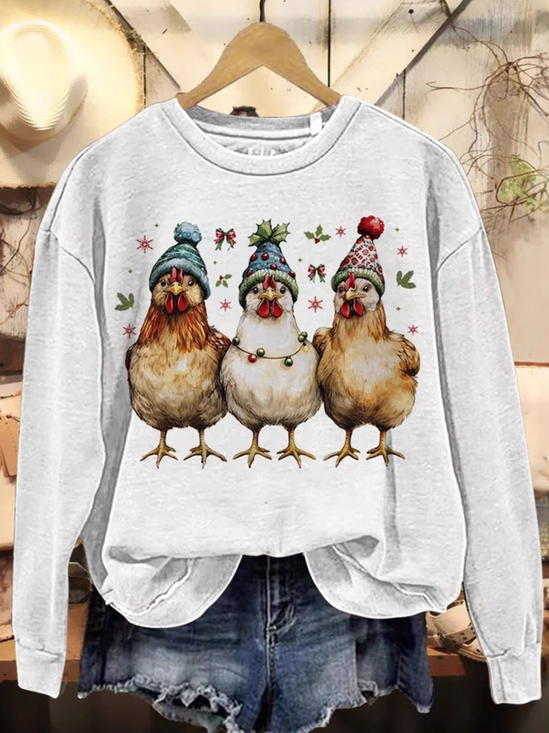 Damen Rundhals Tier Lässig Frühling/Herbst Langarm Sweatshirt
