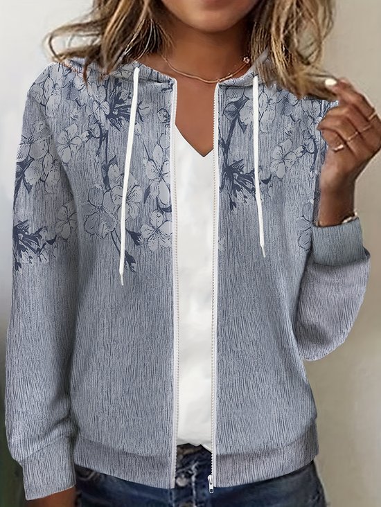Damen Frühling/Herbst Oberbekleidung Lässig 3d Drucken Langarm Kapuze Jacke