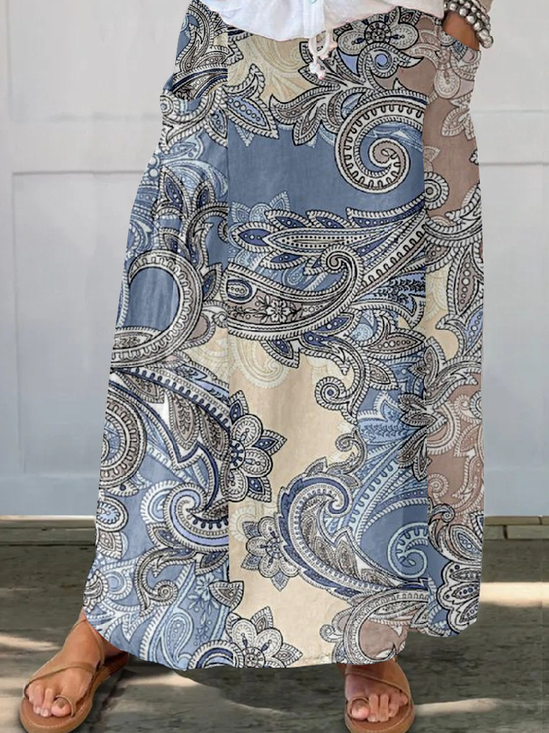 Damen Retro Paisley Regenschirm Frühling/Herbst Leinen Rock