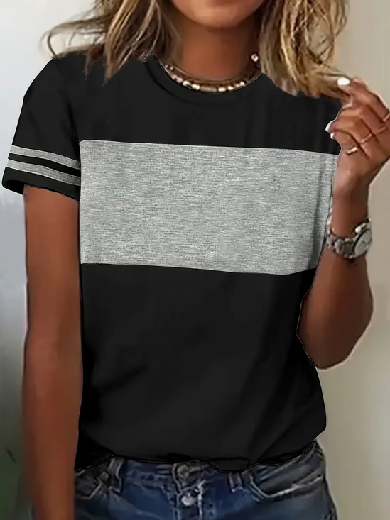 Damen Kurzarm T-Shirts T-Shirt Sommer Gestreift Jersey Rundhals Urlaub Ausgehen Retro Oberteile