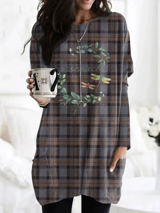 Damen Langarm T-Shirts T-Shirt Frühling/Herbst Geometrisch Baumwolle Rundhals Täglich Ausgehen Retro Oberteile