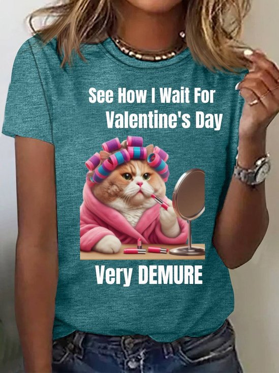 Damen Kurzarm T-Shirts T-Shirt Sommer Katze Jersey Rundhals Urlaub Ausgehen Lässig Oberteile