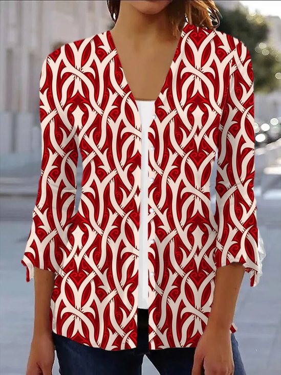 Damen Frühling/Herbst Oberbekleidung Lässig Geblümt Jersey Schal Jacke