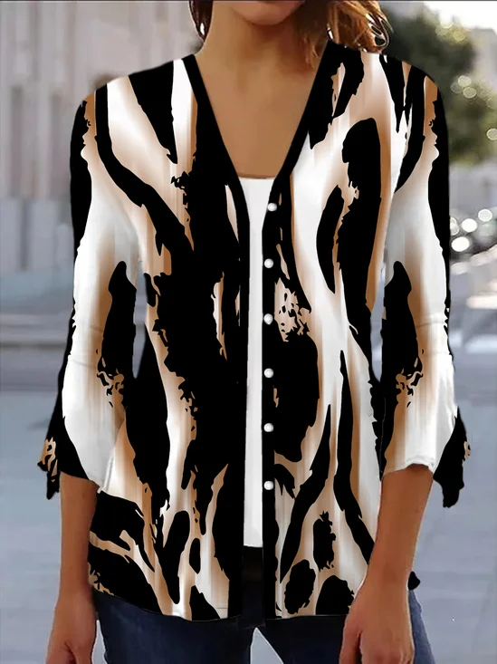 Damen Frühling/Herbst Oberbekleidung Lässig Zebra Jersey Schal Jacke