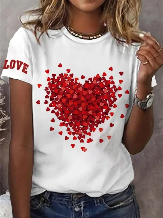 Damen Kurzarm T-Shirts T-Shirt Sommer Herz/Herz Jersey Rundhals Täglich Ausgehen Lässig Oberteile
