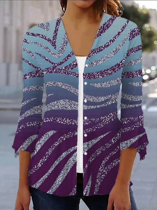 Damen Frühling/Herbst Oberbekleidung Lässig Geometrisch Jersey Schal Jacke