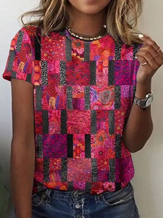 Damen Kurzarm T-Shirts T-Shirt Sommer Tier Rundhals Retro Oberteile