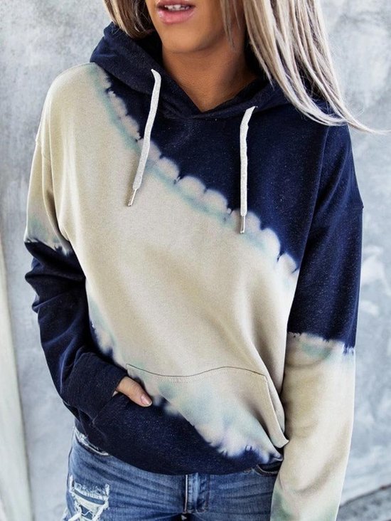 Damen Kapuze Farbblock Reißverschluss Lässig Frühling/Herbst Langarm Sweatshirt