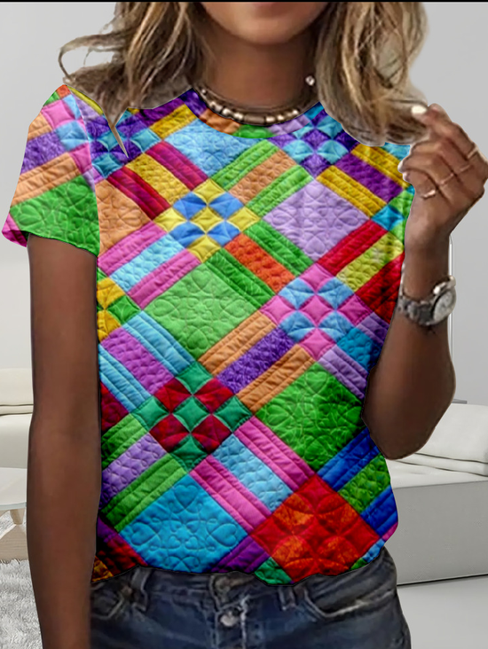 Damen 3d Drucken Langarm T-Shirts T-Shirt Rundhals Lässig Frühling/Herbst Oberteile