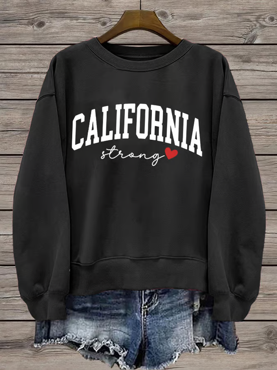 Damen Rundhals Textbriefe Print Lässig Frühling/Herbst Langarm Sweatshirt