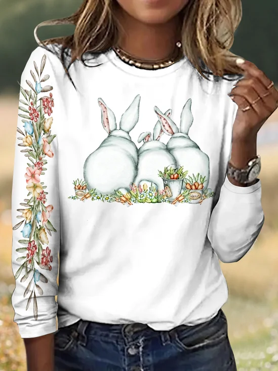 Damen Langarm T-Shirts T-Shirt Frühling/Herbst Kariert Rundhals Retro Oberteile